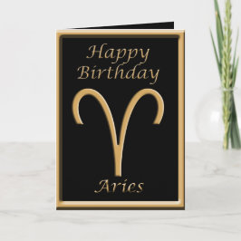 Aries Guld-symbol, svart födelsedagskort Kort