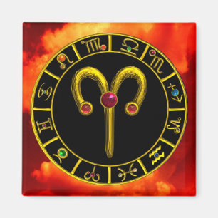 ARIES GULD ZODIAC BIRTHDAY JEWEL Astrology Diagram Magnet