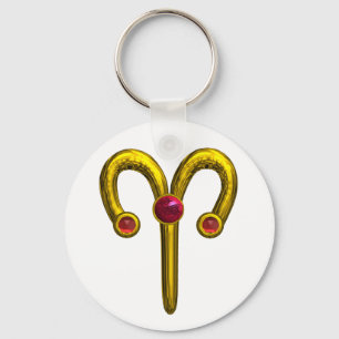 ARIES GULD ZODIAC BIRTHDAY JEWEL White Nyckelring