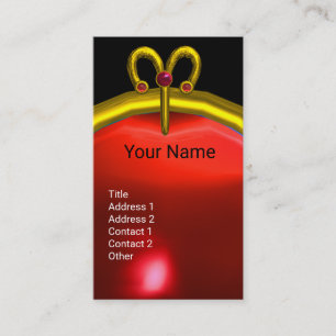ARIES GULD ZODIAC JEWEL RED RUBY MONOGRAM Black Visitkort