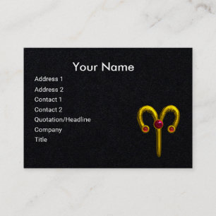 ARIES,GULD ZODIAC SIGN,Red Ruby Gem Black Papper Visitkort