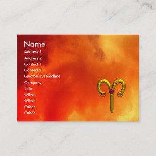 ARIES,GULD ZODIAC SIGN,Röda Gulter Visitkort