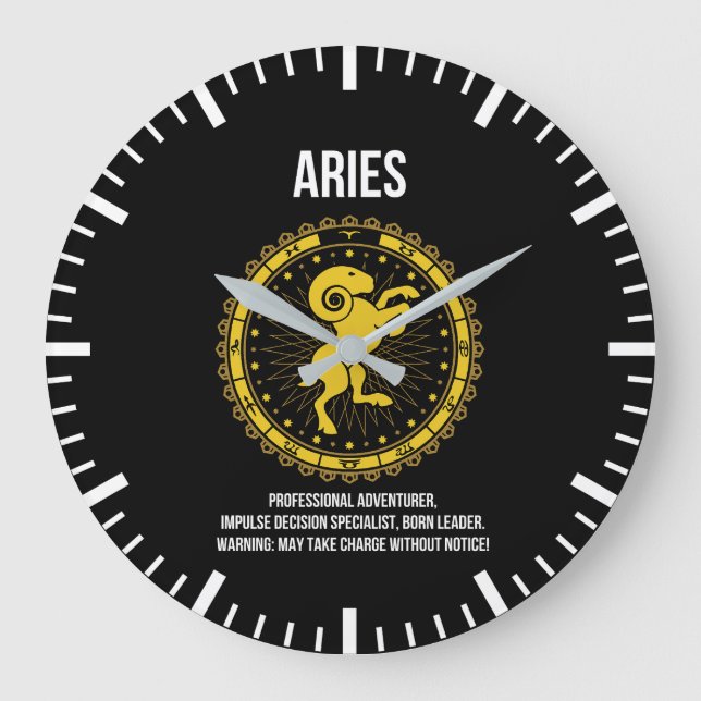 Aries - Horoscope, Funny Zodiac Sign Humor Stor Klocka (Framsida)