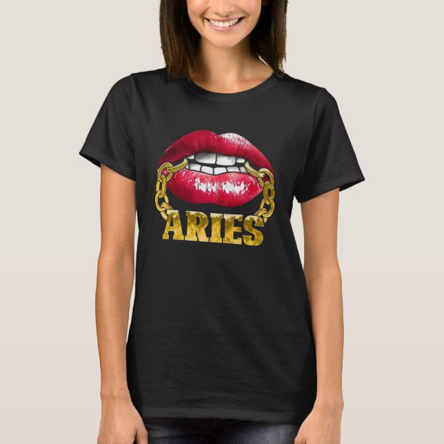 Aries Horoscope Juicy Lips Chain for African Ameri T Shirt (Framsida)