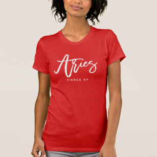Aries Horoscope Modern Chic Script Zodiac Sign T-S T Shirt