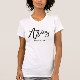 Aries Horoscope Modern Chic Script Zodiac-tecken T Shirt