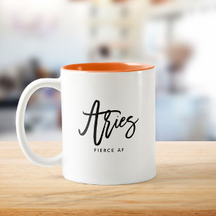 Aries Horoscope Modern Script Zodiac-symbol Två-Tonad Mugg