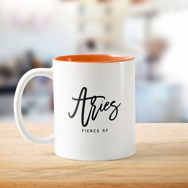 Aries Horoscope Modern Script Zodiac-tecken Två-Tonad Mugg (Skapare uppladdad)
