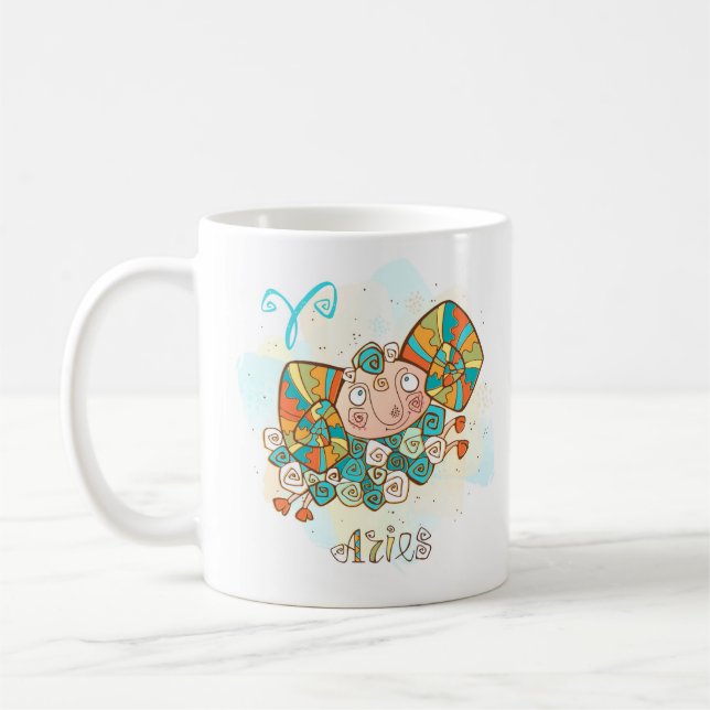 Aries Horoscope Zodiac mars 21-april 19 födelsedag Kaffemugg (Vänster)