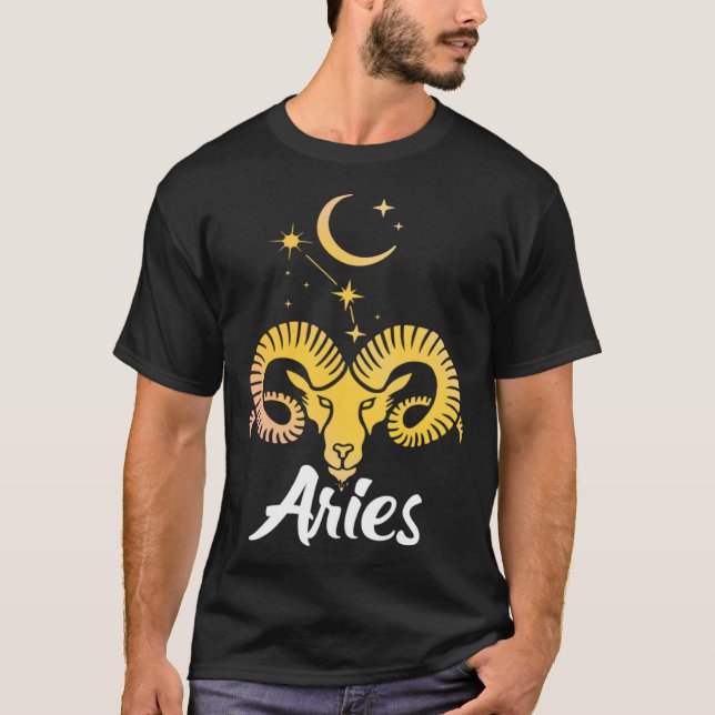 Aries Horoscope Zodiac Sign Born March April T Shirt (Framsida)