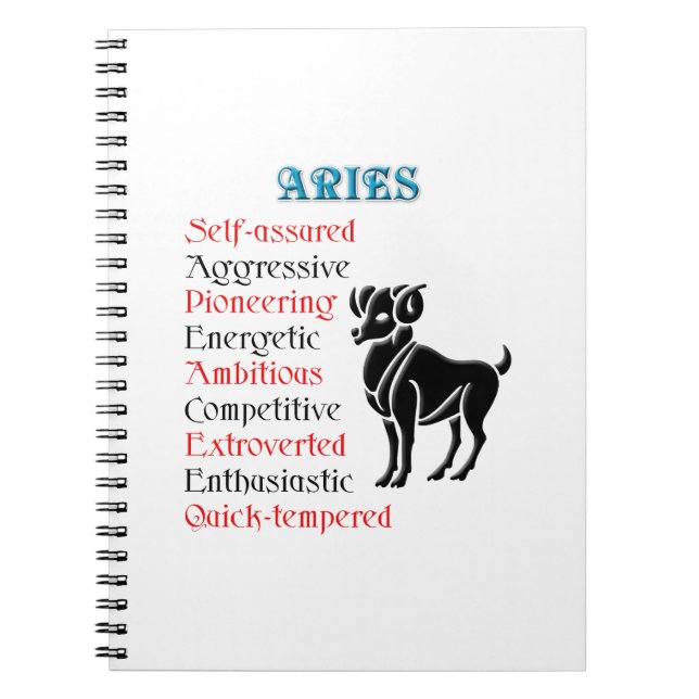 Aries Horoscope Zodiac-tecken Anteckningsbok (Framsidan)