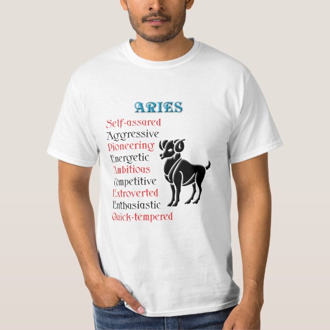 Aries Horoscope Zodiac-tecken Tee Shirt (Framsida)