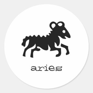 Aries in black runt klistermärke