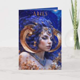Aries kvinnligt födelsedagskort helgkort