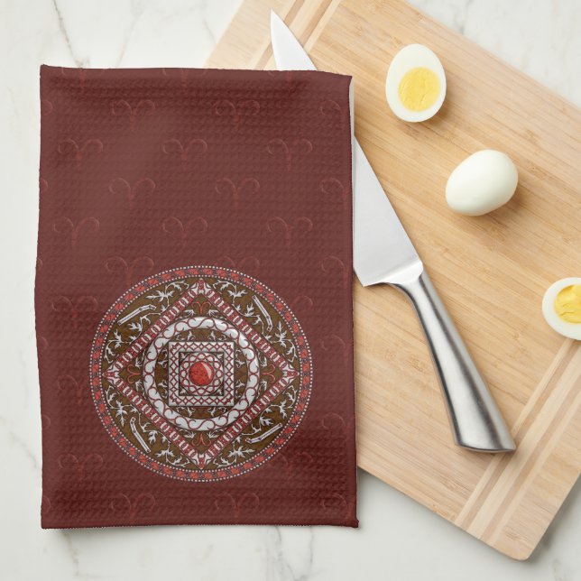 Aries Mandala Hand Towel Kökshandduk (Vikt i Fjärdedel)
