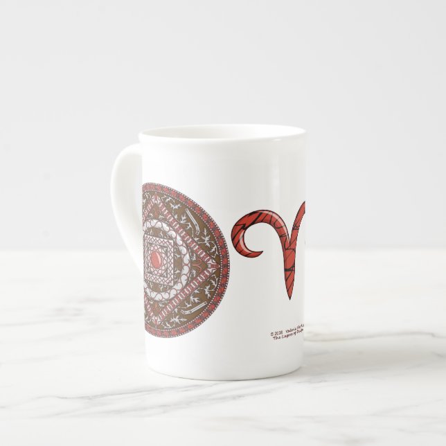 Aries Mandala Specialty Mugg Benporslin Mugg (Framsida vänster)