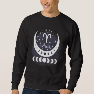 Aries Måne Phase Vatten Zodiac Sign Horoscope Pers Lång Ärmad Tröja