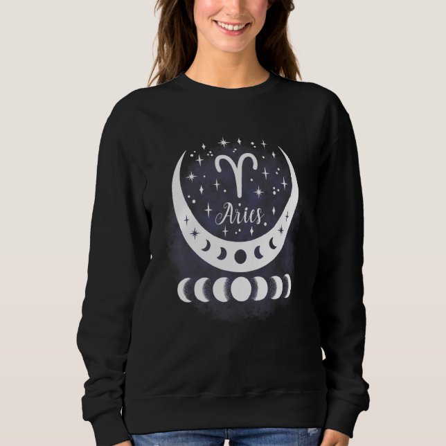 Aries Måne Phase Vatten Zodiac Sign Horoscope Pers T Shirt (Framsida)