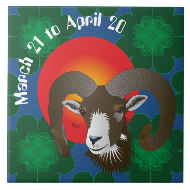 Aries March 21 to April 20 Tile Kakelplatta (Framsidan)