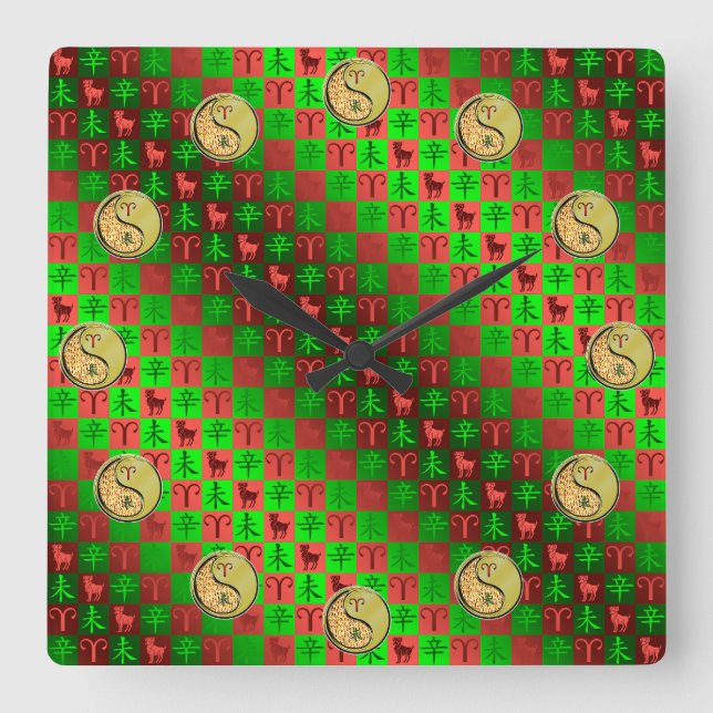 Aries & Metal Goat Fyrkantig Klocka (Framsida)