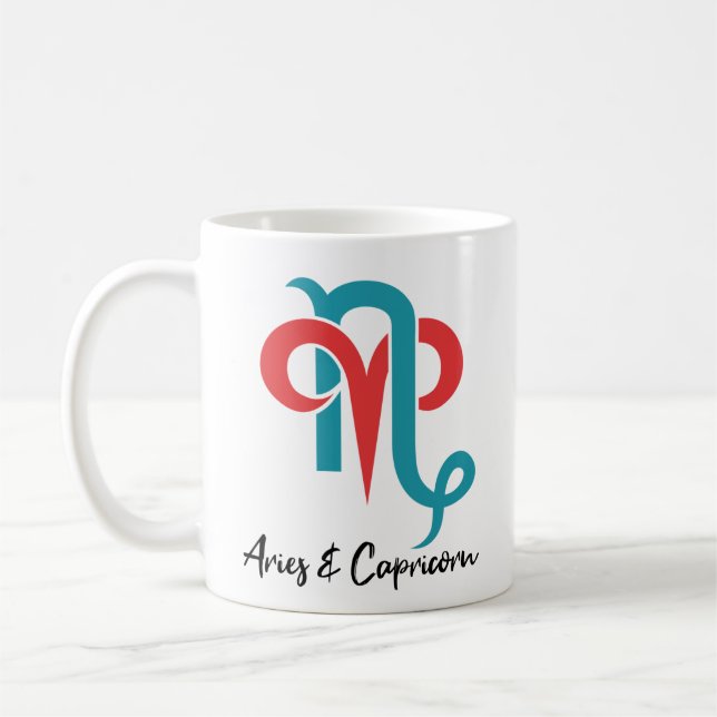 Aries och Capricorn Par Zodiac Astrology Kaffemugg (Vänster)