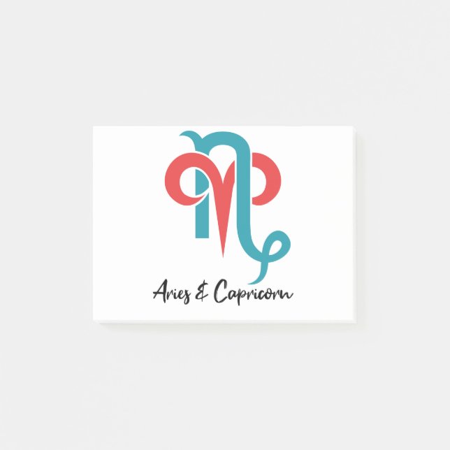 Aries och Capricorn Par Zodiac Astrology Post-it Block (Framsida)