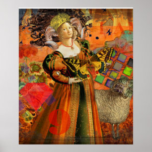 Aries Orange Woman gotiic Illustration Poster