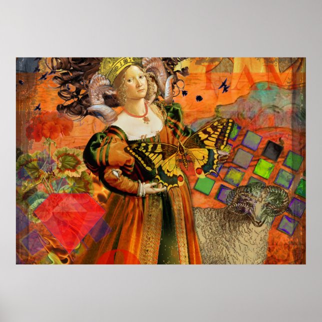 Aries Orange Woman gotiic Illustration Poster (Framsidan)