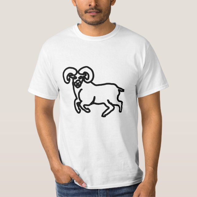 Aries Outline Ram T‑Shirt – Strong Aries Energy  T Shirt (Framsida)