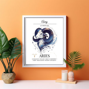 Aries Personlig Elegant Zodiac Watercolor Poster