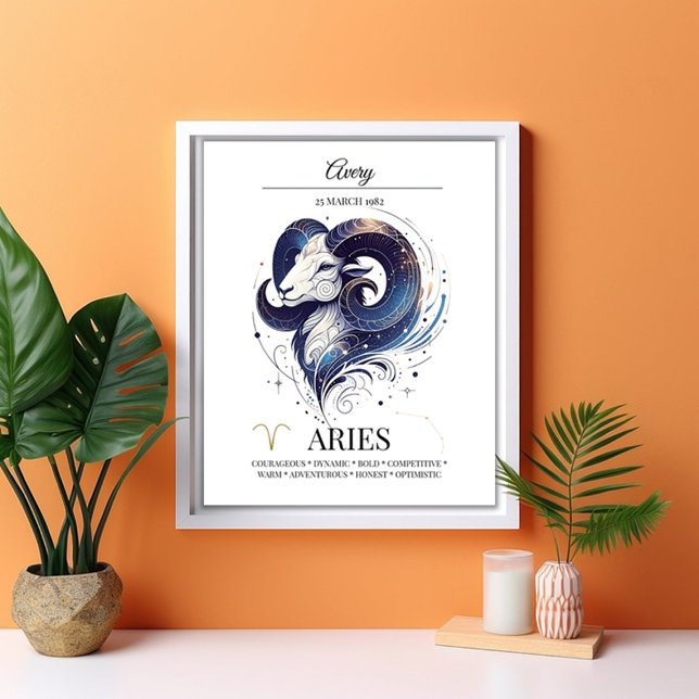 Aries Personlig Elegant Zodiac Watercolor Poster (Skapare uppladdad)