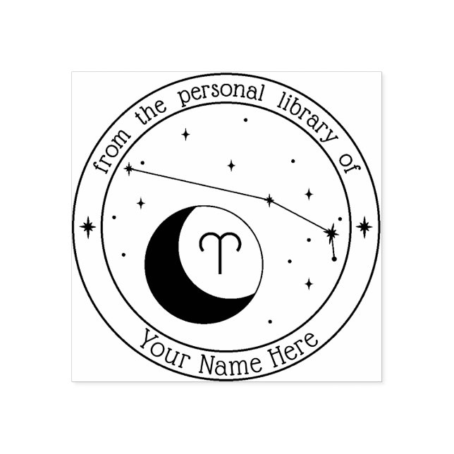 Aries Personlig Zodiac Bok Frimärke Stämpel (Tryck)