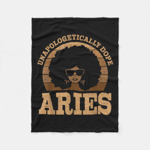 Aries Queen Afro Hair Black Woman Zodiac Sign Fleecefilt