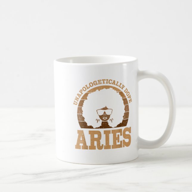 Aries Queen Afro Hair Black Woman Zodiac Sign Kaffemugg (Höger)