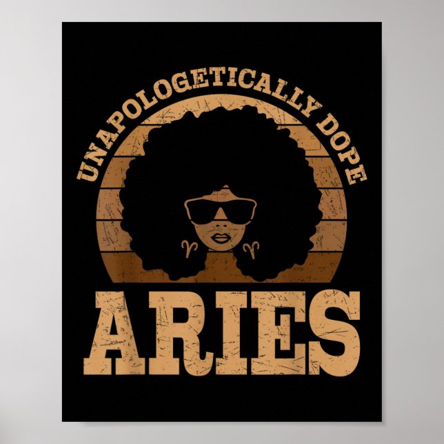 Aries Queen Afro Hair Black Woman Zodiac Sign Poster (Framsidan)