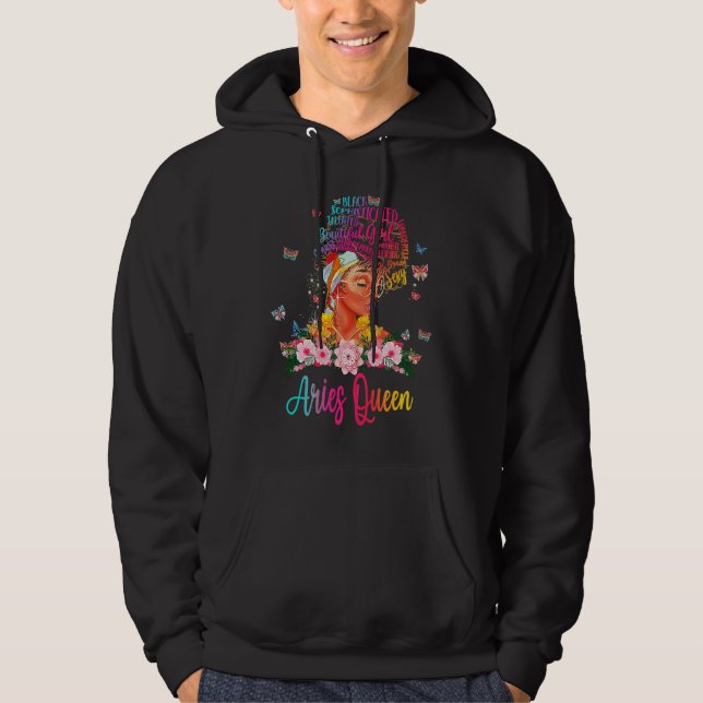 Aries Queen Black Women Persistent Sophisticated B Hoodie (Framsida)