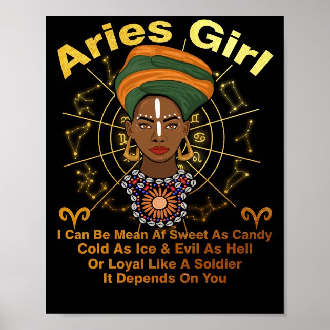 Aries Queen Sweet som Candy Birthday Black Women Poster (Framsidan)
