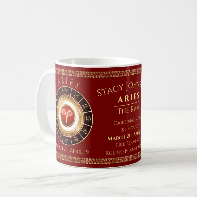 Aries - Ram Astrological Sign Coffee Mugg (Framsida vänster)