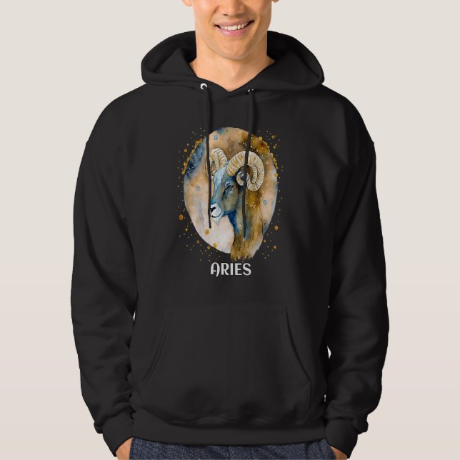 Aries Ram Astrological Zodiac Fire Sign föreskrive Hoodie (Framsida)