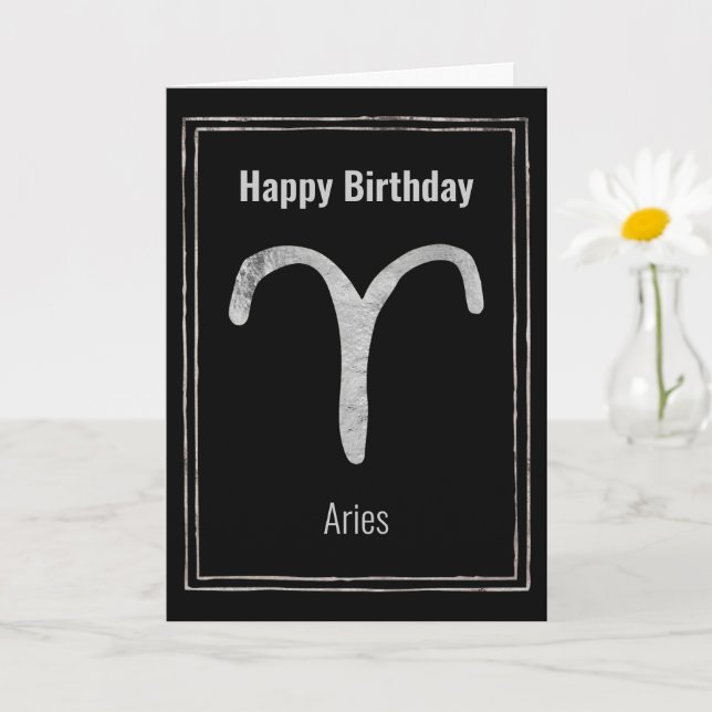 Aries Ram Grattis på födelsedagen silver astrology Kort (Liten växt)