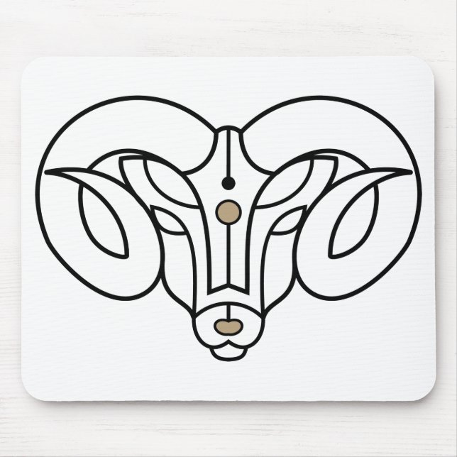Aries Ram guld och Black Zodiac astrology Musmatta (Framsidan)