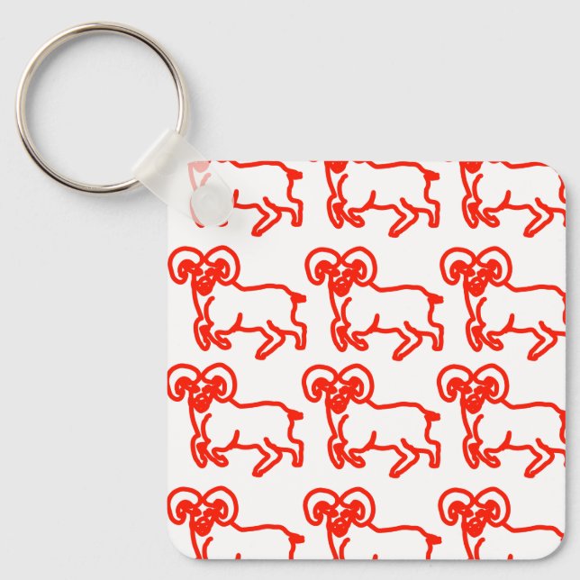 Aries Ram Keychain – Minimal Zodiac Animal Outline Nyckelring (Framsida)