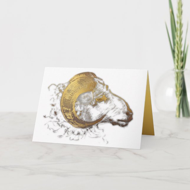 Aries Ram med Golden Horns Astrology Hälsning 1 Kort (Framsida)