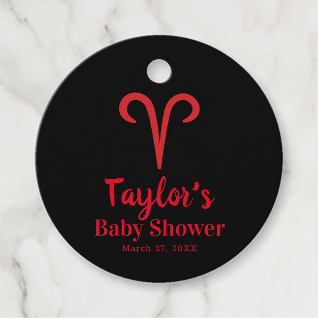 ARIES Ram Red Astrology Zodiac Baby Shower Gåvor Etiketter (Framsida)