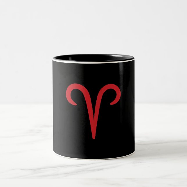 ARIES Ram Red Astrology Zodiac Fire Sign Två-Tonad Mugg (Center)