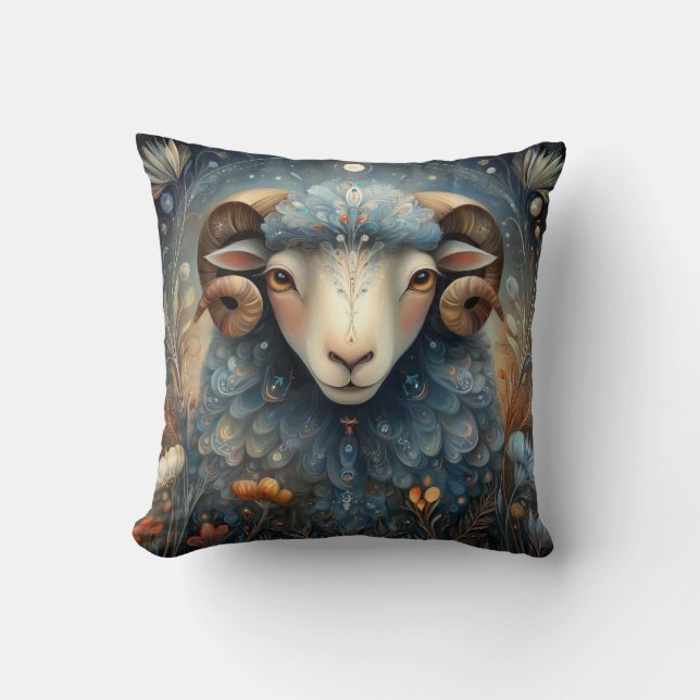 Aries Ram Zodiac Astrology Celestial Birthday Kudde (Framsida)
