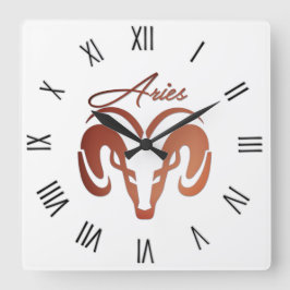 Aries Ram Zodiac Fyrkantig Klocka