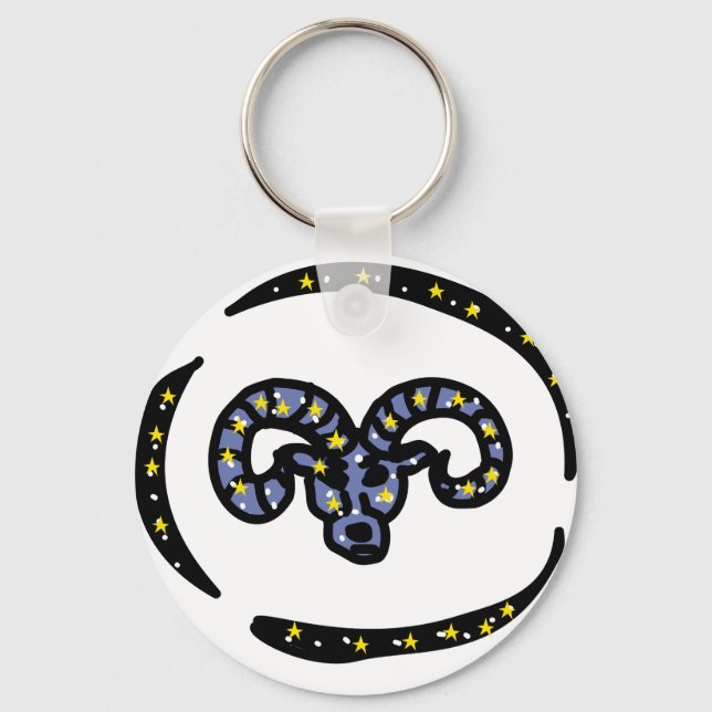Aries Ram Zodiac Keychain – Minimal Cosmic Ram Nyckelring (Framsida)