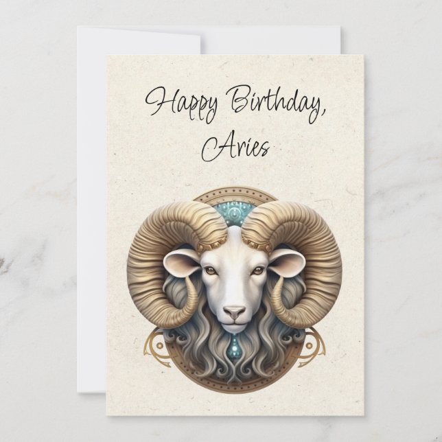 Aries Ram Zodiac Minimalist Birthday Flata Card (Framsida)