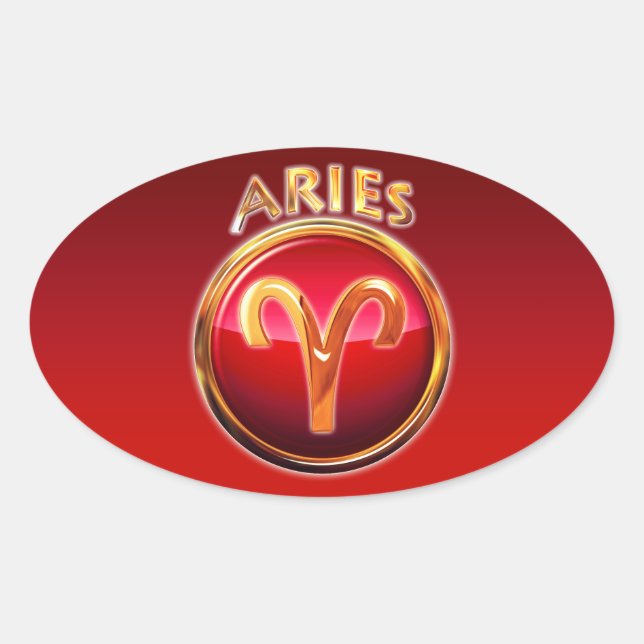 Aries - Ram Zodiac-tecken Ovalt Klistermärke (Framsida)